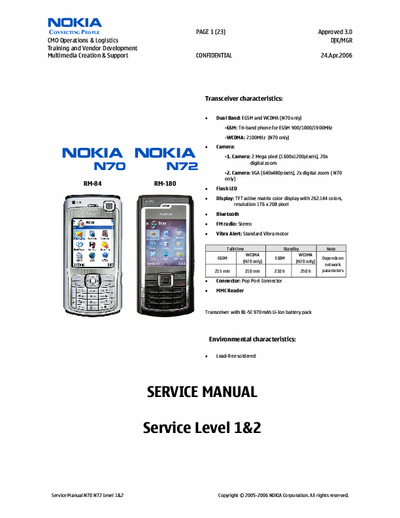 nokia N 70 manual  level 1 e 2